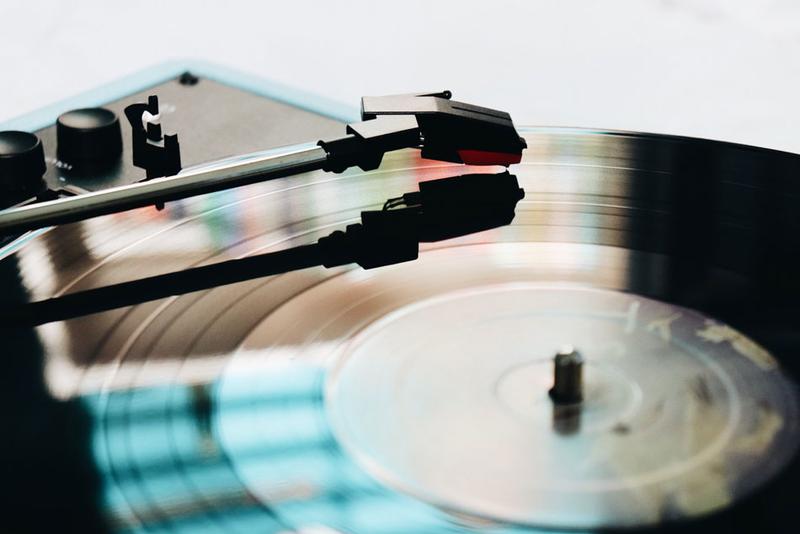 closeup of vinyl record