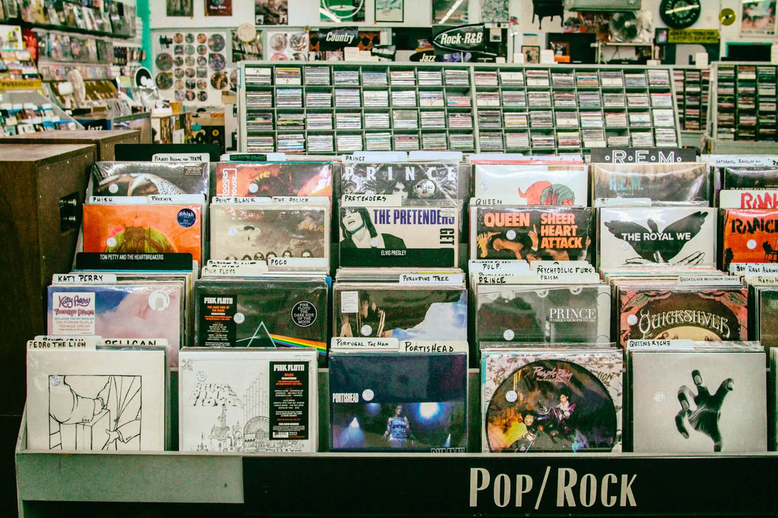 Record store vinyl display on Record Store Day