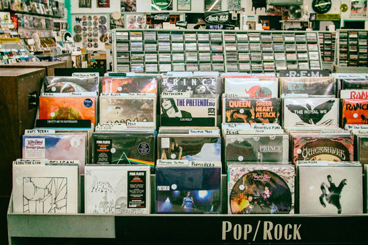 Record store vinyl display on Record Store Day