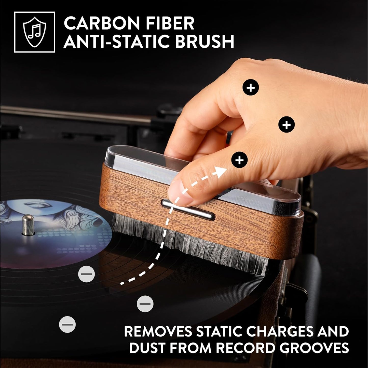 2-in-1 Wooden Record Cleaning Brush