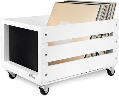 Record Crate with Chalkboard & Wheels