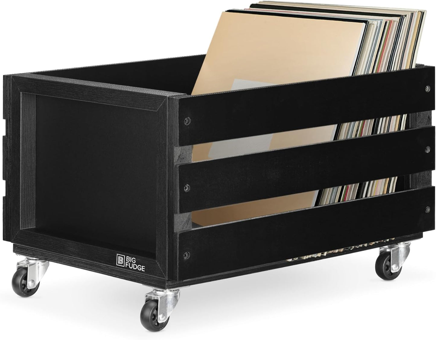 Record Crate with Chalkboard & Wheels
