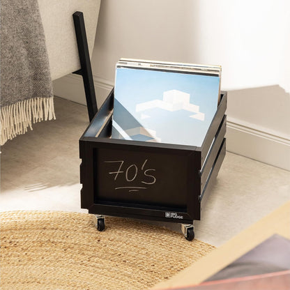 Record Crate with Chalkboard & Wheels
