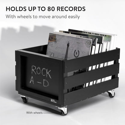 Record Crate with Chalkboard & Wheels