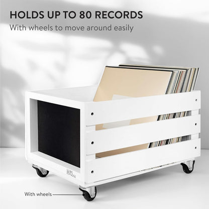 Record Crate with Chalkboard & Wheels
