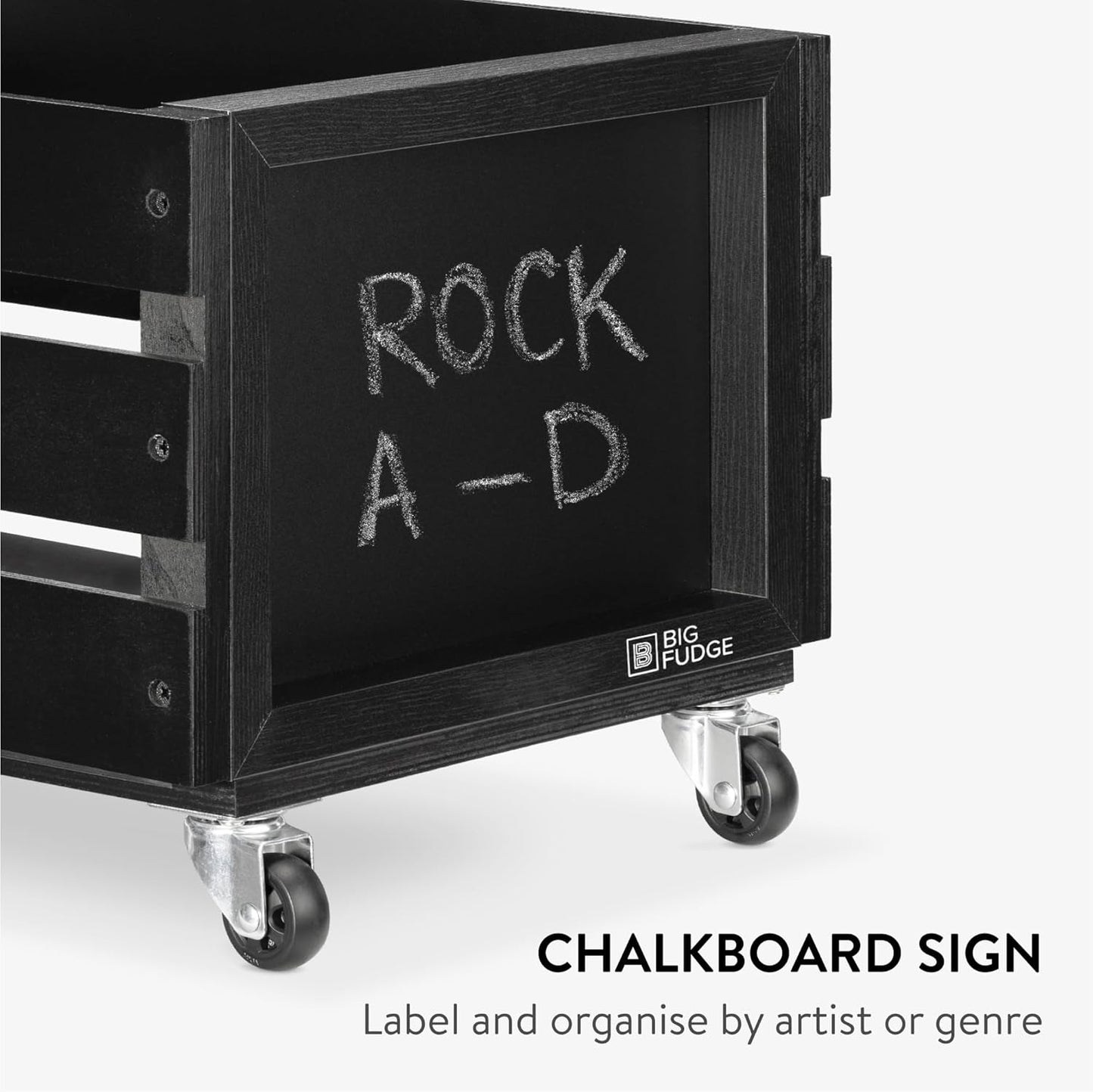 Record Crate with Chalkboard & Wheels