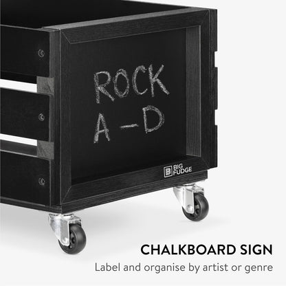 Record Crate with Chalkboard & Wheels