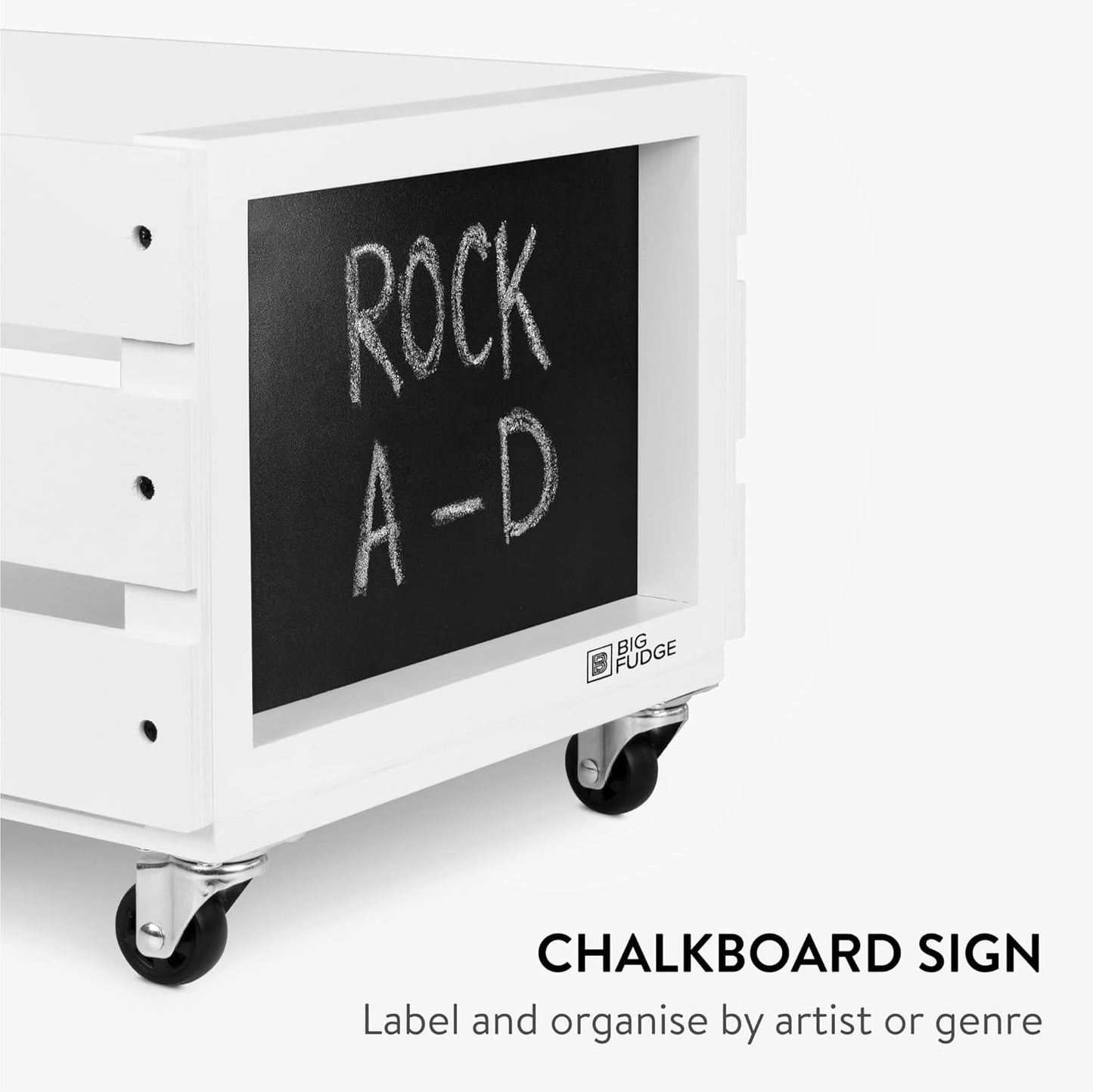 Record Crate with Chalkboard & Wheels