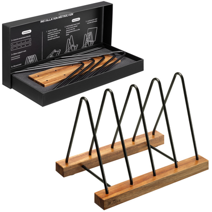 Acacia Wood Record Storage - LP Holder with Scratch-Resistant Base