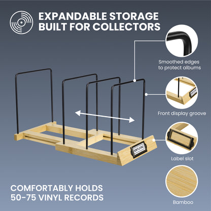 Expandable Record Storage - LP Album Rack & Scratch-Resistant Vinyl Holder Stand