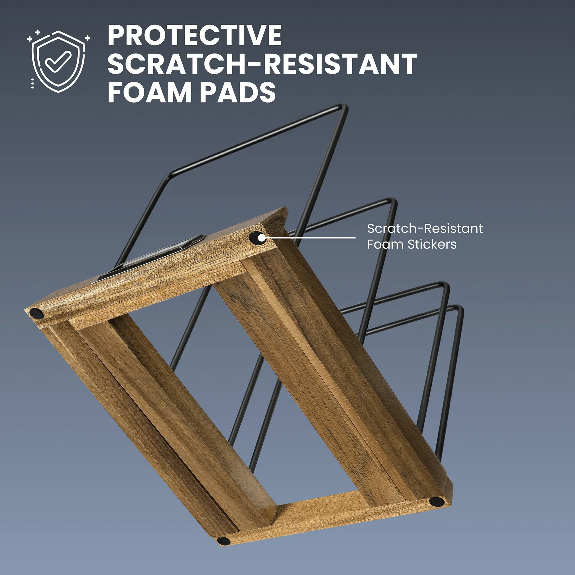 LP Album Rack & Scratch-Resistant Vinyl Holder Stand - 06 _Acacia