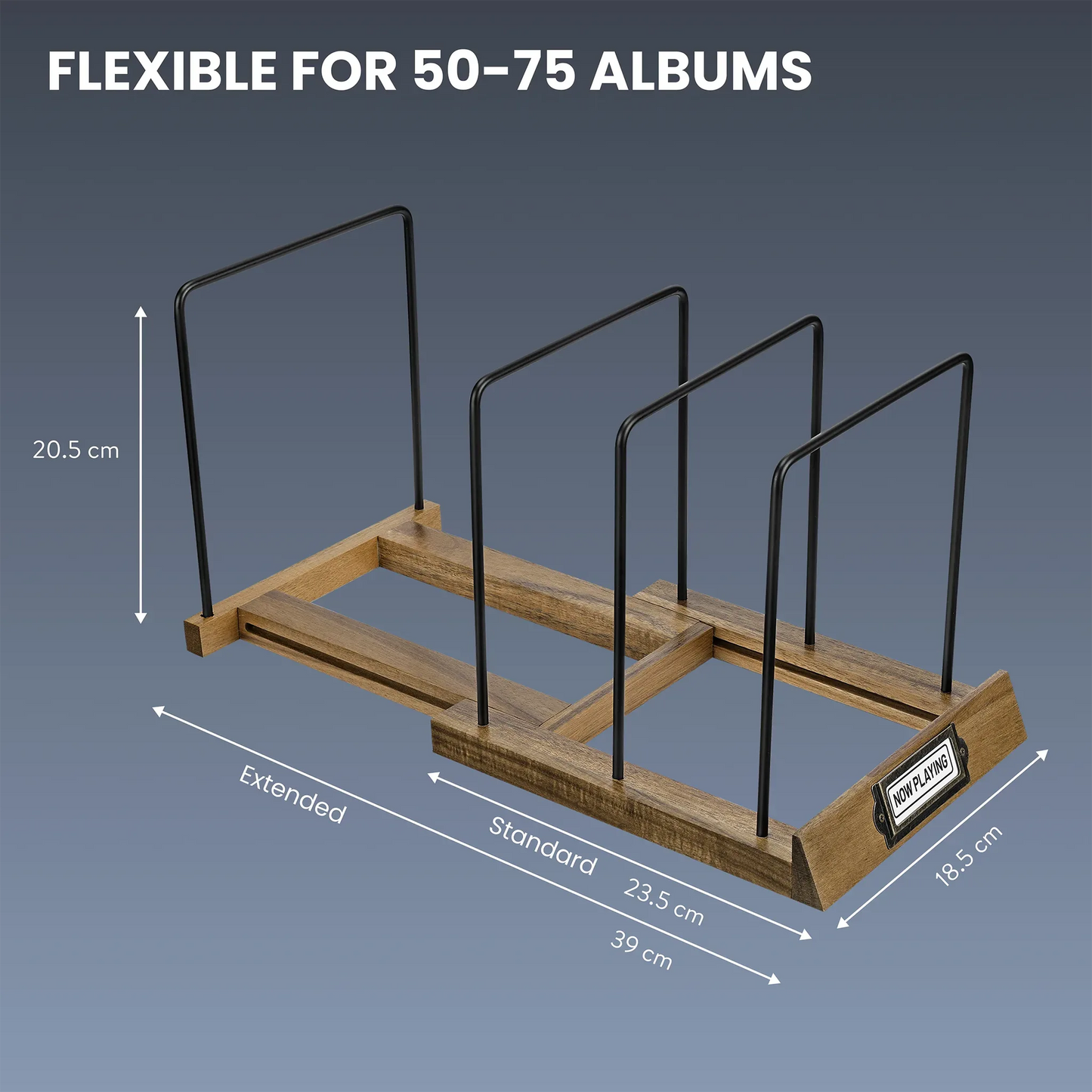 LP Album Rack & Scratch-Resistant Vinyl Holder Stand - 07 _Acacia