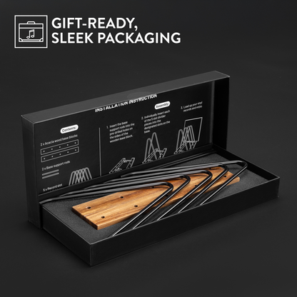 Acacia Wood Record Storage - LP Holder with Scratch-Resistant Base