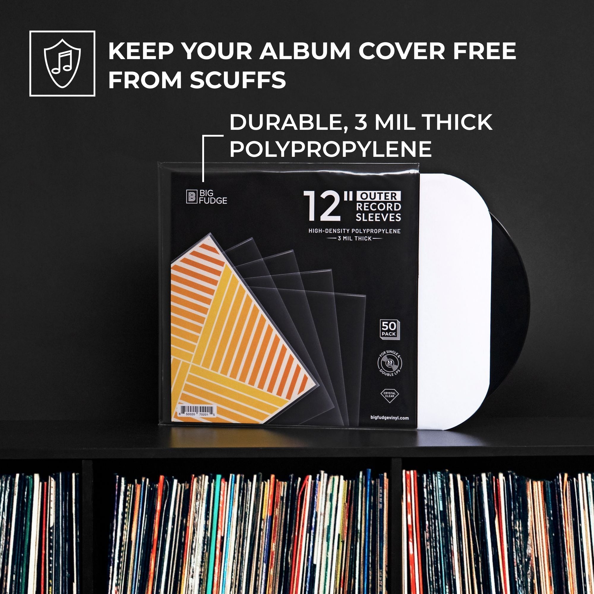 100 Record Sleeves for Vinyl Record- Crystal Clear Premuim Vinyl Record  Sleeve