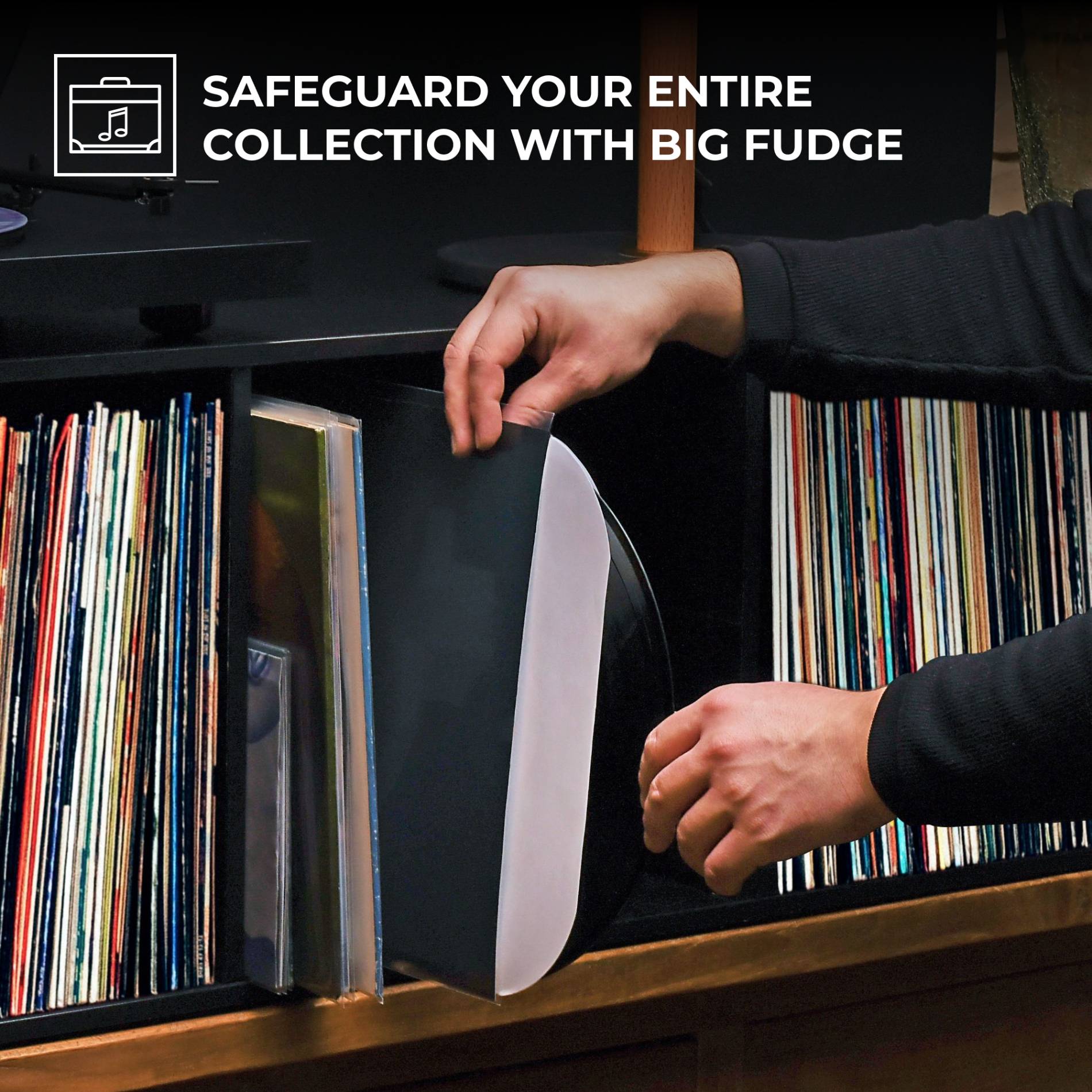 Big Fudge 7 inch Clear Premium Master Vinyl Record Inner Sleeves, 50 Count