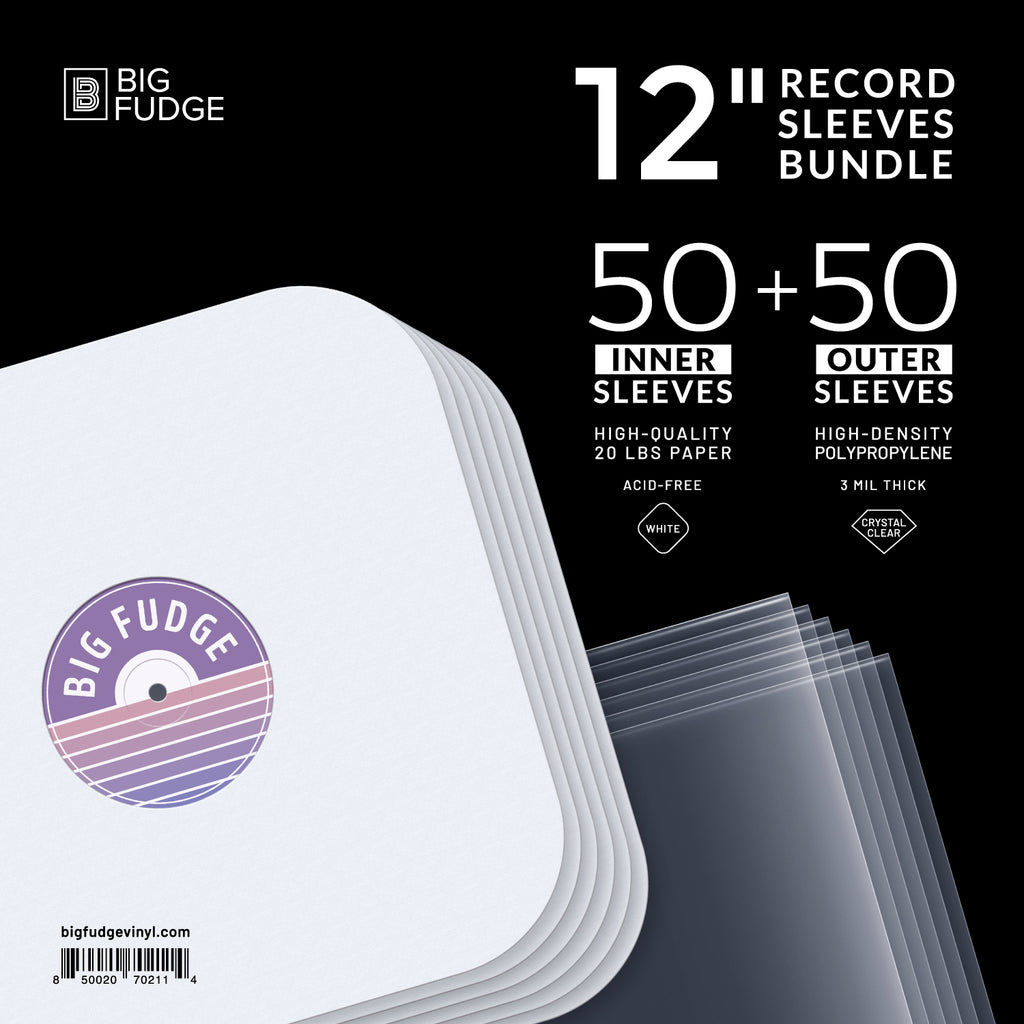 Vinyl Record Sleeves Bundle - 50x Record Outer Sleeves PLUS 50x Record Inner Sleeves - Crystal Clear Album Sleeves and Rounded Acid-Free LP Sleeves for 12" Records